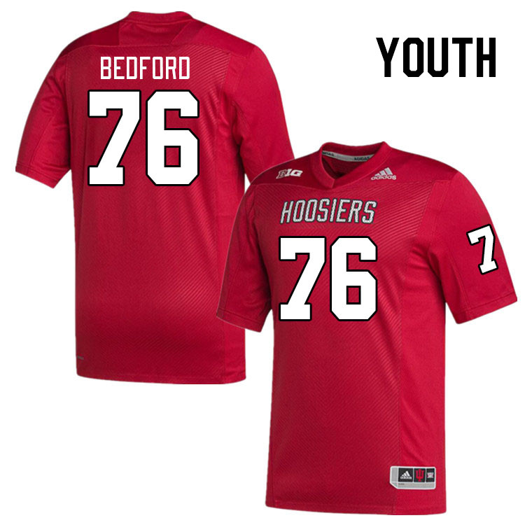 Youth #76 Matthew Bedford Indiana Hoosiers College Football Jerseys Stitched-Red